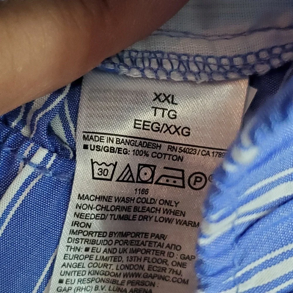 GAP Women Sleepwear XXL Blue Shorts Striped Pajama Pants Organic Cotton NWT